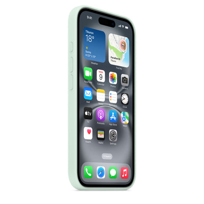 iPhone 16 Silicone Case with MagSafe – Aquamarine